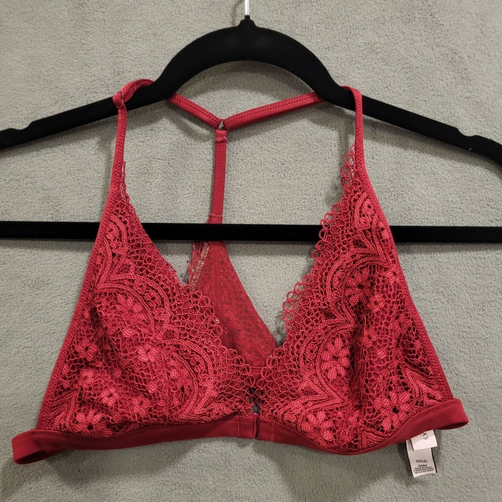 Victoria's Secret Front Clasp‎ Red Lace Body by Victoria Bralette Size Medium